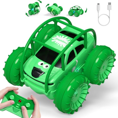 Remote Control Car, Fast Direct Charging RC Cars Amphibious Rechargeable Stunt Car 360 Rotating LED 2.4Ghz 4WD All Terrain Waterproof Cars Toy Christmas Birthday Gift Kids Boys 3-12 Years
