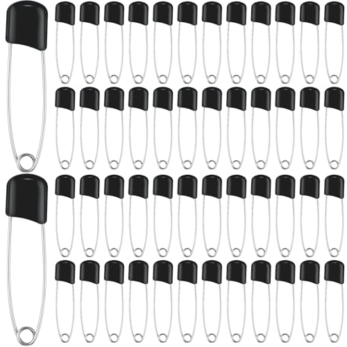 WILLBOND 100 Pcs Large Safety Pins for Clothes,with Bag, Black