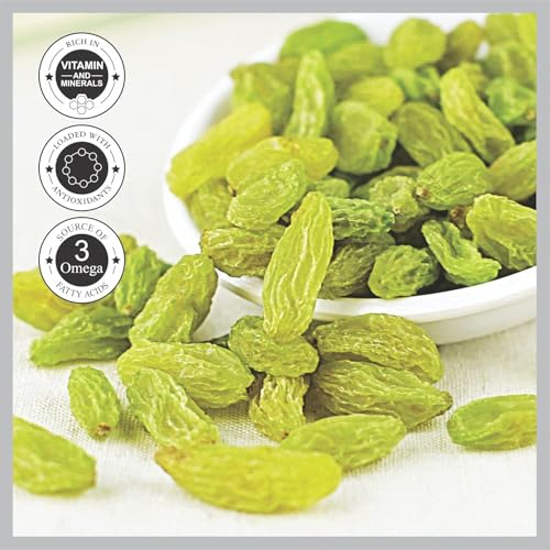 Image of ALDEIRA Premium Seedless Green Raisins 400g | Natural Kishmish | High Fiber Dry Fruits | Rich in Antioxidants & Vitamins | Healthy Snack for Daily Use