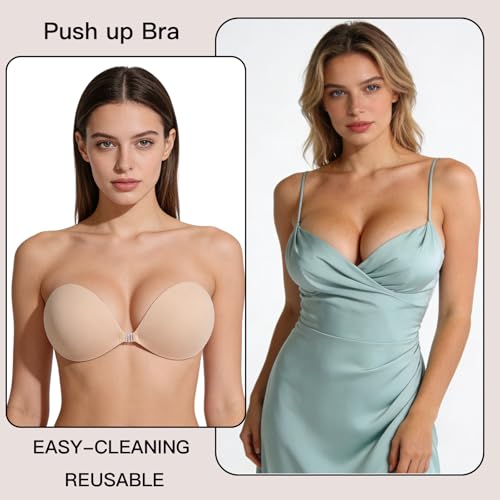 Image of MITALOO Adhesive Bra Invisible Sticky Strapless Push up Backless Reusable Silicone Covering Nipple Bras