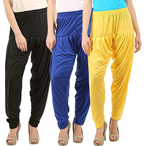 Image of Buy That Trendz Combo Offer (Pack of 3) Cotton Viscose Lycra Dhoti Patiyala Salwar Harem Bottoms Pants for Womens (White, Maroon, Black)