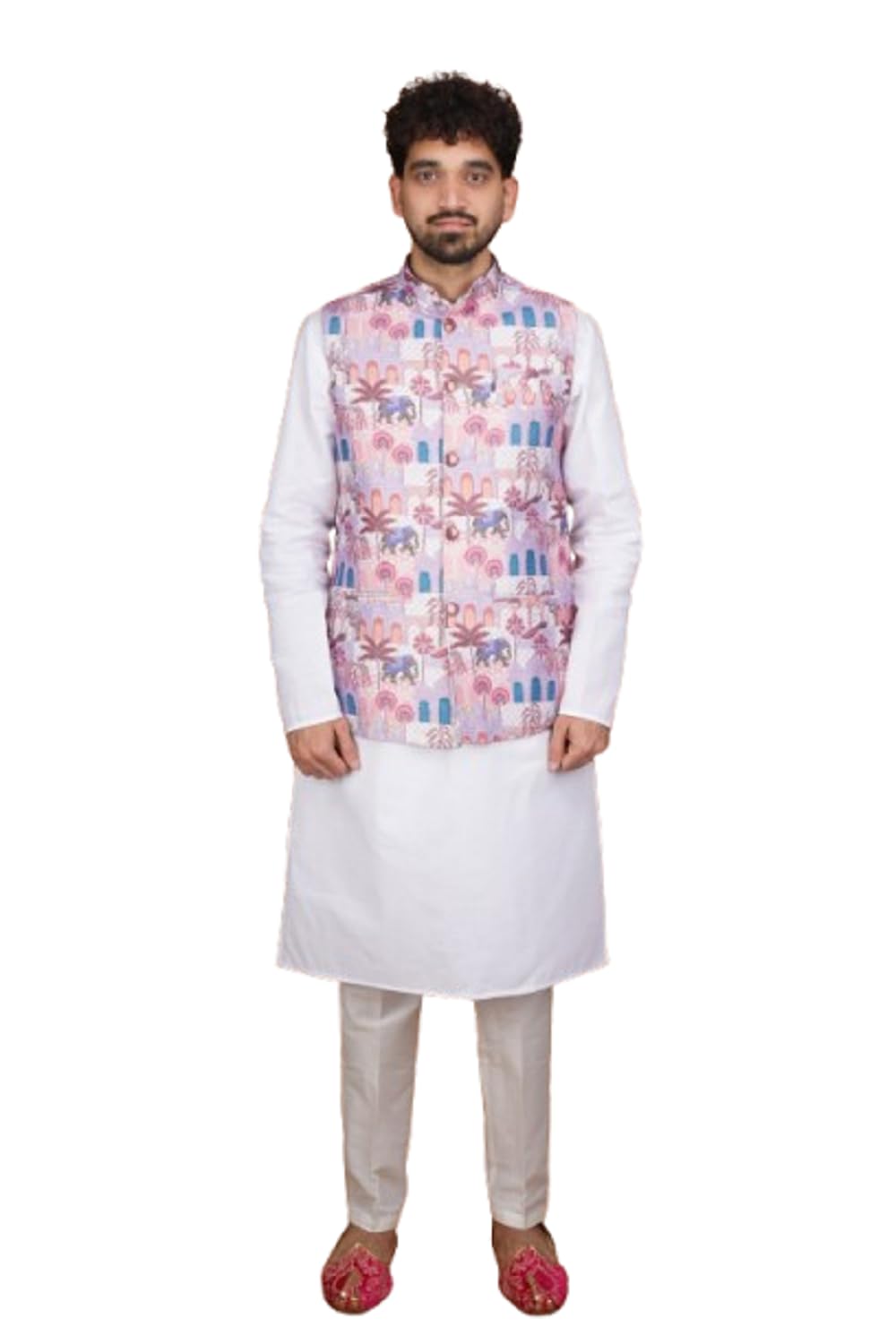 tatvivah Mens Ethnic Nehru Jacket Waistcoat | Printed Traditional Modi Jacket for Men | Sleeveless Band Collar Festive Wedding | Regular Fit Ethnic Waistcoat for Kurta Shirt-picture-28