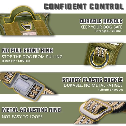Image of AUROTH Tactical Dog Harness for Large Dogs No Pull Adjustable Pet Harness Reflective K9 Working Training Easy Control Pet Vest Military Service Dog Harnesses