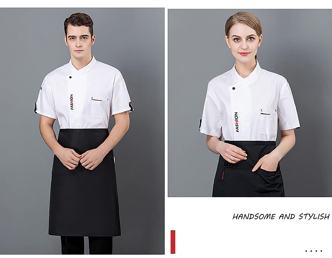 Giacche da Cuoco Giacche da Cuoco per Uomo Donna Cappotto a Maniche Corte, Cucina Giacca da Cuoco Estiva Traspirante Ristorante Cucina Uniforme da Cuoco per Ristorante Occidentale Cucina dell'Hotel