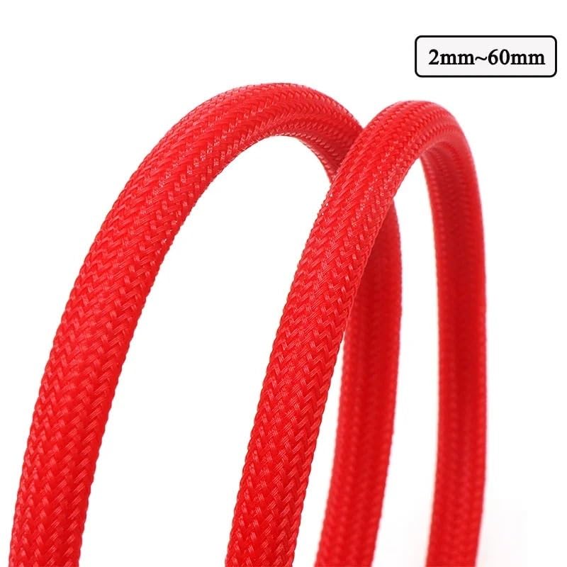 Tubo de telar de alambre de alta densidad expandible, manga de Cable trenzado PET rojo de 1-50M, 2-60mm(14mm,50 Meters)