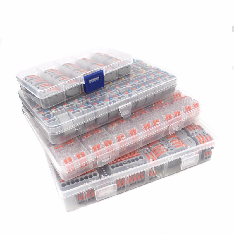 HUFFA Caja de Juego de Conectores de Cables 222-412 222-413 222-415 Bloques de terminales Conectores rápidos híbridos de iluminación Mini enhebrador de Conductores Divisor(Lavender)