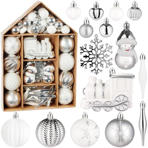 BRUBAKER 70 Stück Christbaumschmuck - Weihnachtskugel Set mit...