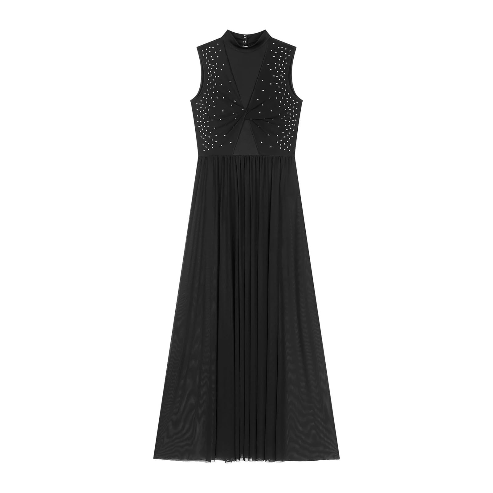 Vestido superpuesto de diamantes de imitación brillantes para mujer, para patinaje artístico, malla transparente trenzada, vestido de ballet lírico, disfraz de actuación escénica