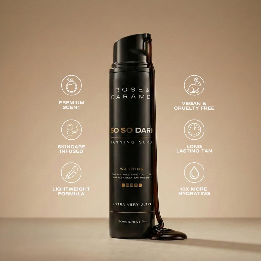 Rose & Caramel So So Dark Self Tanning Serum Ultra Dark Self Tanner 5.07 Fl Oz (150ml)