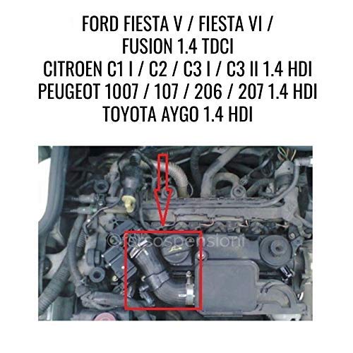 Durite De Refroidissement Avec Joints Compatible Citroën Peugeot Ford - C1 C2 C3 Nemo Xsara Fiesta 1.4 HDi - Réf. 1336V3