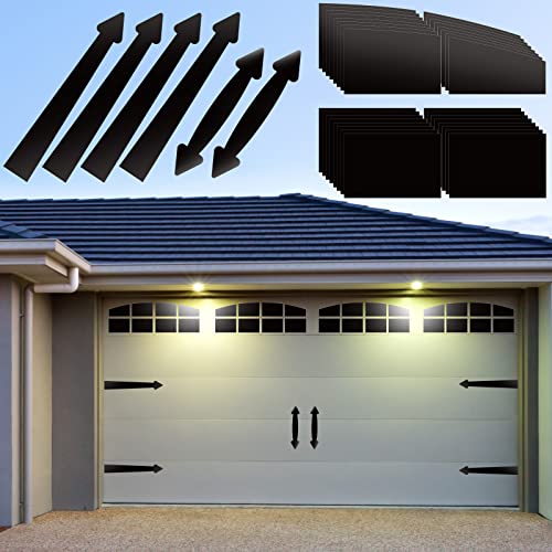 38 Pcs Magnetic Garage Door Decoration Kit Include 32 Faux Windows 4 Faux Hinges And 2 Handles Magnetic Garage Door Decorative Hardware Garage Door Magnets For 2 Car Garage, Black (Mixed Shape) #TOP5