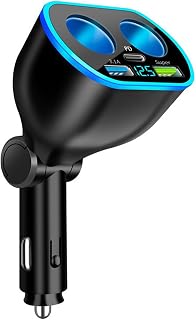 FackLOxc Adaptador divisor de corriente para coche, 12 V/24 V, 120 W, doble puerto USB, carga rápida, con pantalla LED azul
