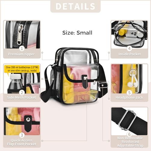Image of SPODEARS Clear Crossbody Bag for Stadium, Concert, Festival & More - Adjustable Shoulder Strap & Bottle Holder