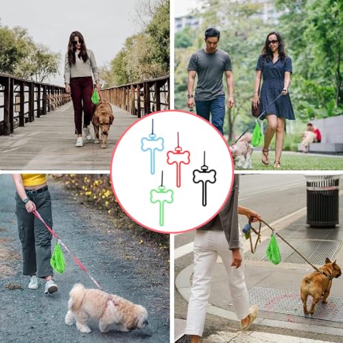 YOCDNOV 4 Stück Kotbeutel Tragetasche - Hundekotbeutelhalter freihändige Halterung für Taschen von Hundekot, Haustierzubehör für Leine, Mülleimer, Spaziergänge im Freien(4 Farben)