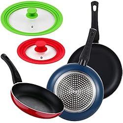 Ollas Y Sartenes Bergner BERGNER Jumpy Set 3 SARTENES (20+24+28cm) + 2 TAPAS universales para diversos tamaños, aluminio prensado, aptas para inducción