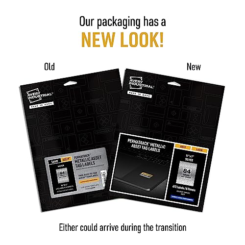 Image of Avery Metallic Asset Tag Labels, 1 /2 inch x 1 inch, Laser Printable Tags, 672 Waterproof Labels (60519)