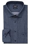 OLYMP Luxor modern fit Hemd extra Langer Arm New Kent Kragen Muster dunkelblau Größe 40