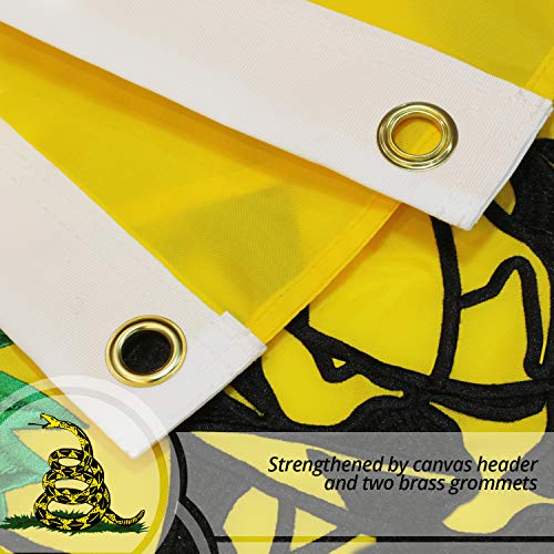 Anley Série EverStrong Bordada Não Pise em Mim Bandeira Gadsden 3x5 Pés - Bordado e Cabeçalho de Lon