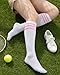 Syhood 2 Pairs Classic Athletic Knee High Socks Triple Stripes over The Calf Cotton Retro Tube Sock(Pink)