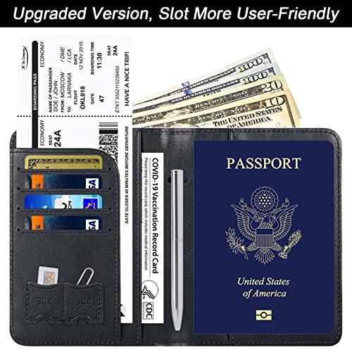 Image of Passport Holder for Travel Essentials, Passport Cover, Rfid Blocking Wallet | Travel Wallet, Leather, Passport Case, Travel Accessories, Vacation Luggage Must Haves, for Men Women
