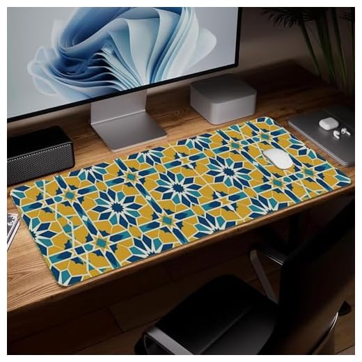 Leather Bohemia Desk Pad, Colorful Art Mouse Pad Large Computer Keyboard Gaming Mousepad Waterproof Desktop Protector & Cover, Decorative PU Leather Laptop Mouse Mat Decor 10 x 25.6 inch C107