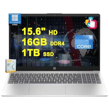 HP Laptop 15 Business | Tela sensível ao toque HD BrightView de 15,6 polegadas | Intel Intel i5-1235U de 10 núcleos (>i7-1195G7) | SSD DDR4 de 16 GB de 1 TB | Bateria USB-C de longa duração