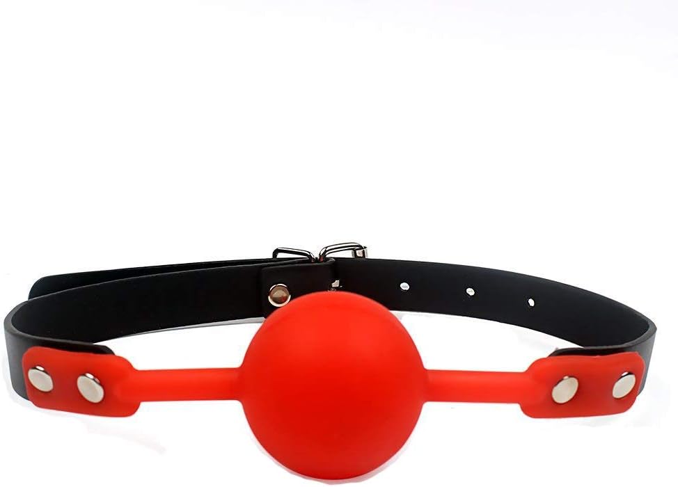 PU Leather Paly Buckle Belt Silicon Mouth Ball Open Breathable Mouth Gag For Men Woman