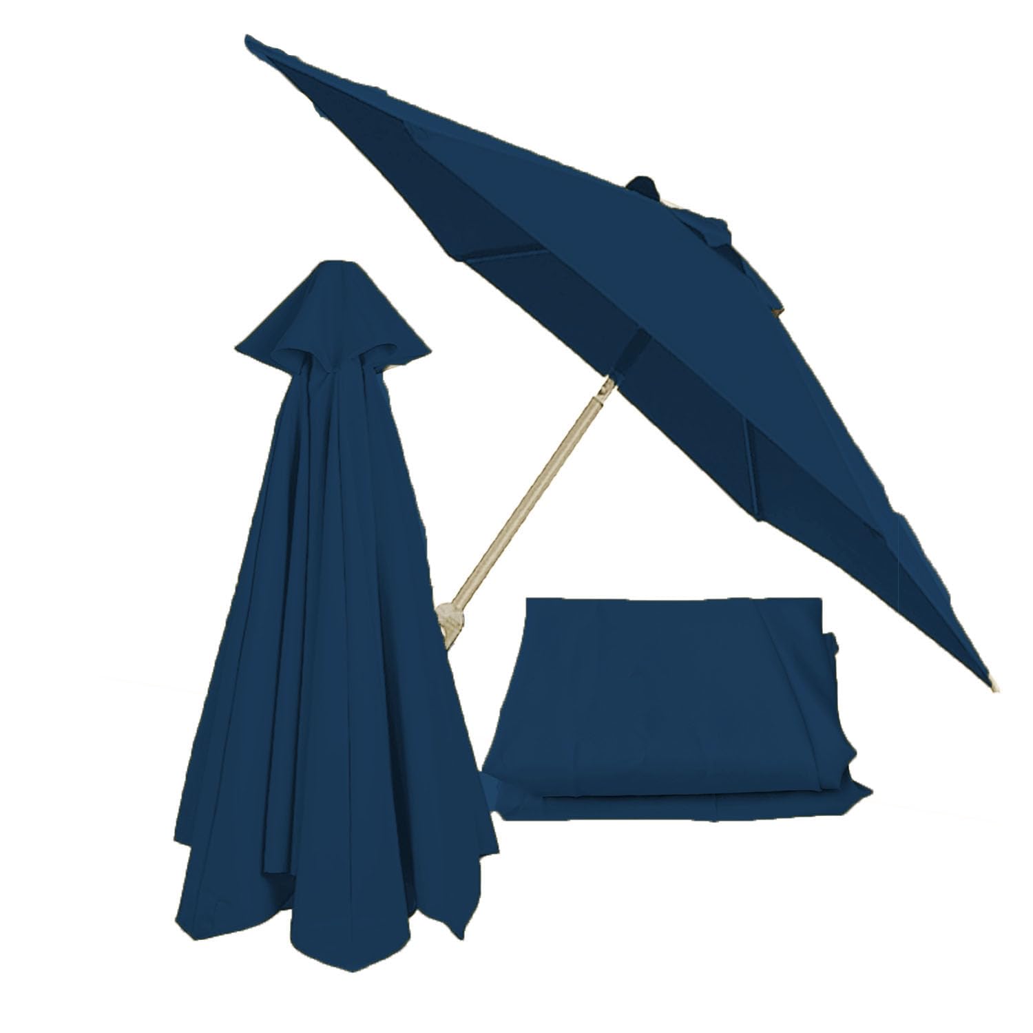 8.9ft Outdoor Patio Umbrella Replacement Canopy Market Umbrella Top Replacement Cover 2.7m 3.0m Garden Parasol Replacement Cloth Replacement Fabric for Sun Umbrella 6 Ribs 8 Ribs (Color : Navy blue,