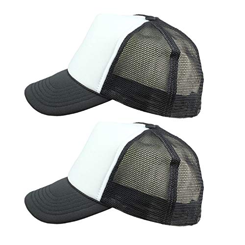 Impecgear 2 Packs Youth Cap Kid's Baseball Caps Softball Sports Twill Hats Summer Sun Cotton Cap (2 for Price of 1) (Black/White)