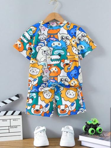 Image of THIIYA KIDS Boys Cotton Co-Ord Set | Printed T-Shirt & Shorts | Soft Comfortable Summer Wear for Kids