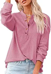 Moletom feminino moderno, meio botão, leve, gola V, manga comprida, pulôver, roupas casuais de outono