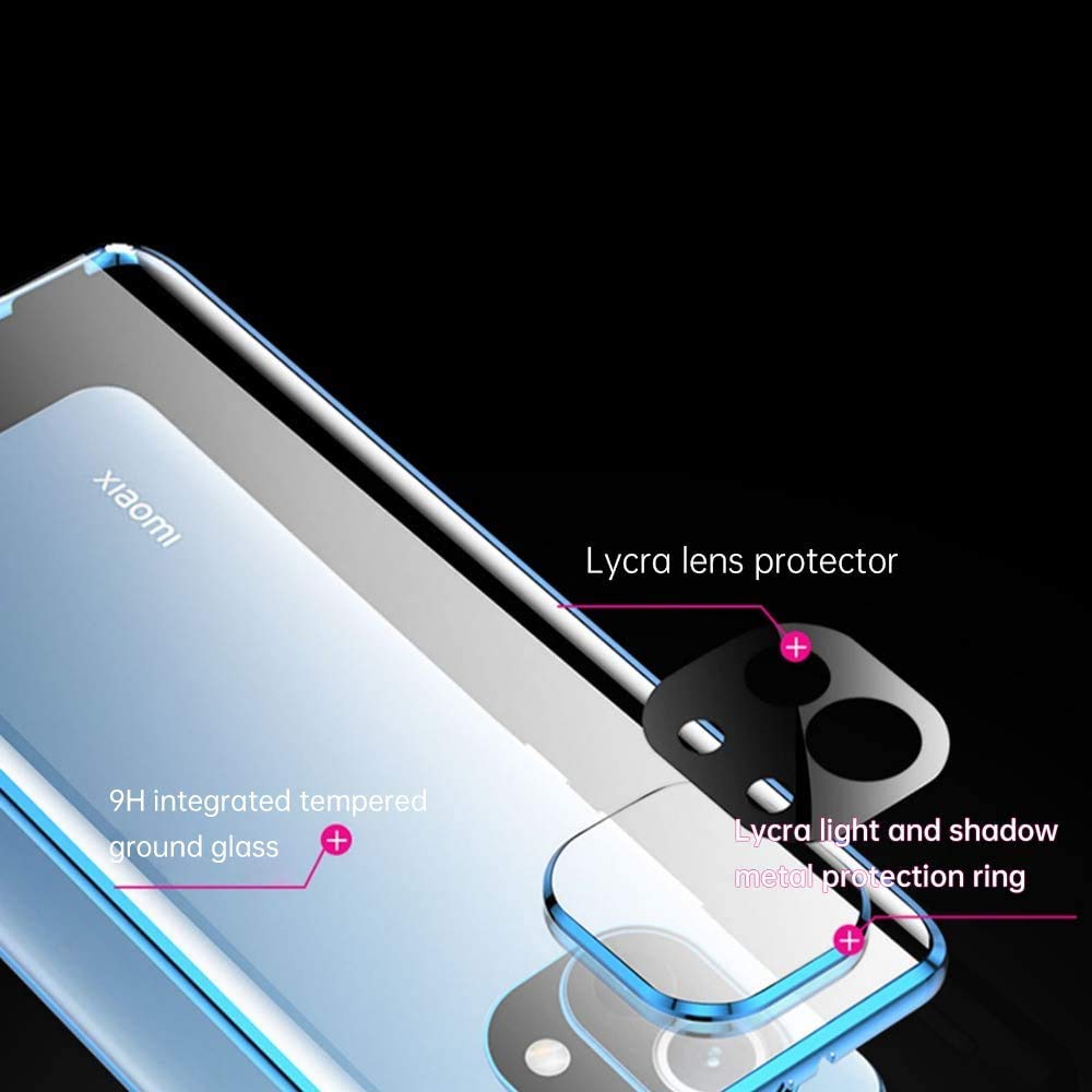SIMao Custodia per Xiaomi Mi 11 Ultra 5G Cover 360 Gradi Protettiva Fotocamera Posteriore Pellicola Integrato Case Trasparente Vetro Temperato Custodia Metal Bumper Adsorbimento Magnetica Case,Verde