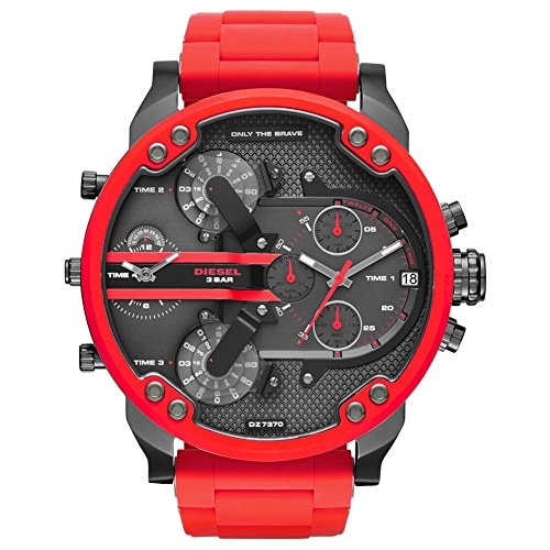 Diesel Montre pour Homme Mr. Daddy 2.0, Mouvement Chronographe, Boîtier en Acier Inoxydable de 57 mm avec Bracelet en Acier Inoxydable, DZ7370