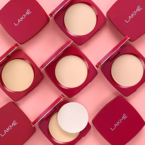 Image of Lakme Forever Matte Compact, Smooth Finish, Lightweight Compact Powder That Lasts for 12 HrsFor A Natural Even Toned Look, Natural Beige, 9g (Pack of 3)