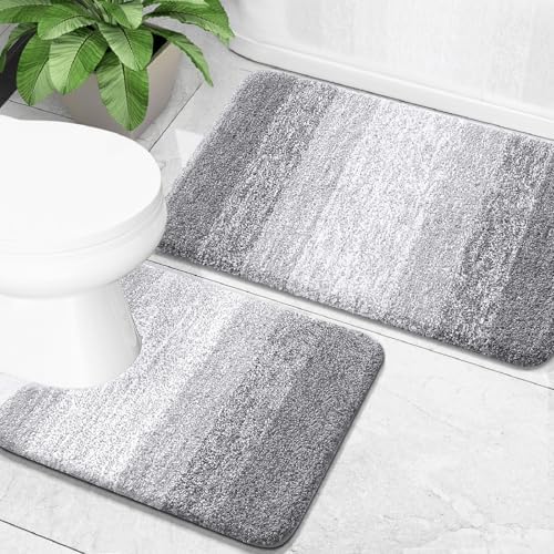 OLANLY Bathroom Rug Set 2 Piece, Soft Absorbent Microfiber Bath M...