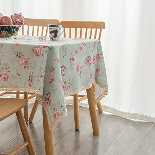 Yeession Floral Print Polyester Rectangle Tablecloth 52 X 70 Inch Stain Resistant And Waterproof Wine Tablecloth For Kitchen Dining Indoor Outdoor Buffet Tabletop Decoration (Light Green) #TOP1