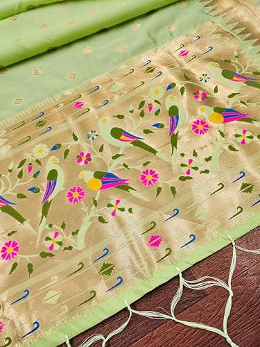 Image of DEVANGI Women's Woven Paithani Banarasi Silk Dupatta /Chunni For Women, Floral Print 1 Meter Wide and 2.3 Meter Length Printed Designer Dupatta /Chunni For Girls