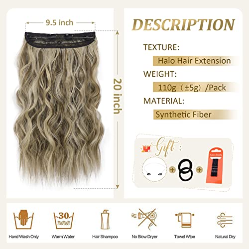 Nannan Invisible Wire Hair Extension With Transparent Wire Headband Adjustable Size 4 Secure Clips Long Wavy Synthetic Hairpiece For Women （20Inch,Medium Brown With Ash Blonde) #TOP1