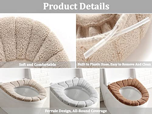 Anlising 3PCS Wärmer WC-Sitzbezüge, Waschbar WC-Sitzwärmer, Toiletten Sitzbezug Sitz, Toilettensitzabdeckung, Wc Sitzwärmer Kissen, Toilettensitzkissen, für Toilettensitze (3 Farben) – Bild 4