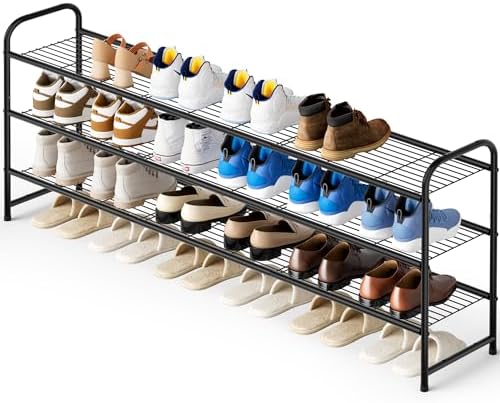 KEETDY 3-Tier Long Shoe Rack for Closet Metal Shoe Organizer for ...