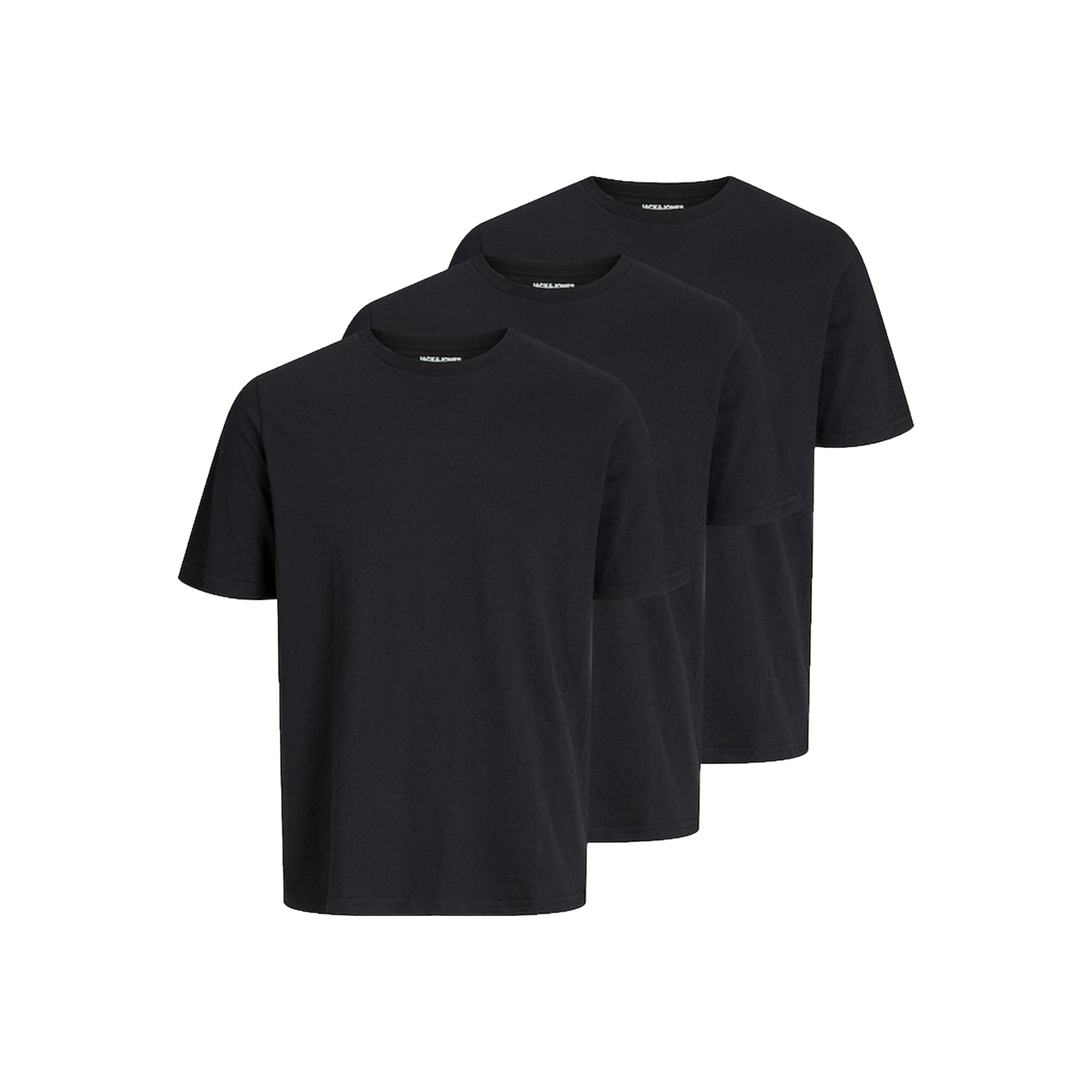 Jack & Jones Men's Black Tshirt Multipack Cotton Short Sleeve Crew Neck Tee Top For - Pack Of 3 - Medium