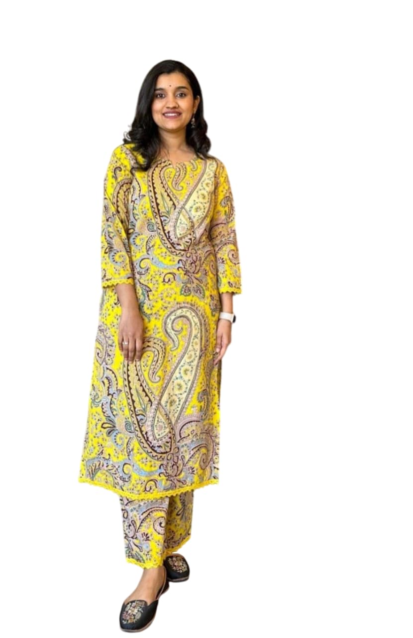 Women's Cotton Printed Straight Kurti with Pant Two Piece Co-ord Set-image-25