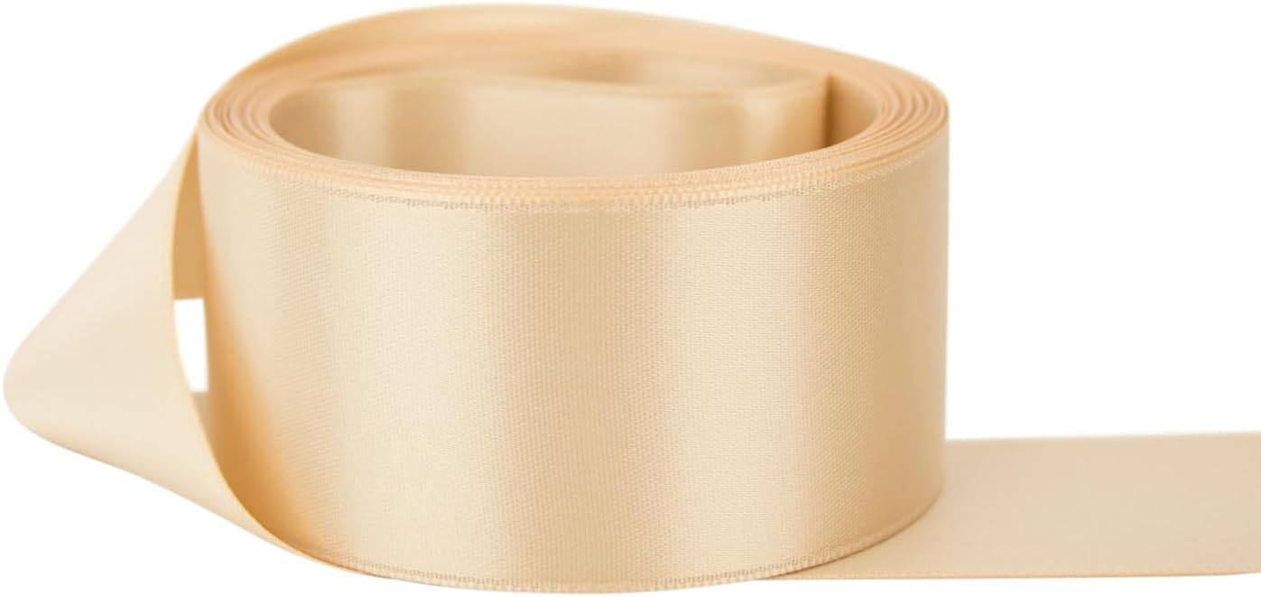 Ribbon Bazaar Double Faced Satin - Premium Gloss Finish - 100% Polyester Ribbon for Gift Wrapping, Crafts, Scrapbooking, Hair Bow, Decorating & More - 4" Blush 25yd