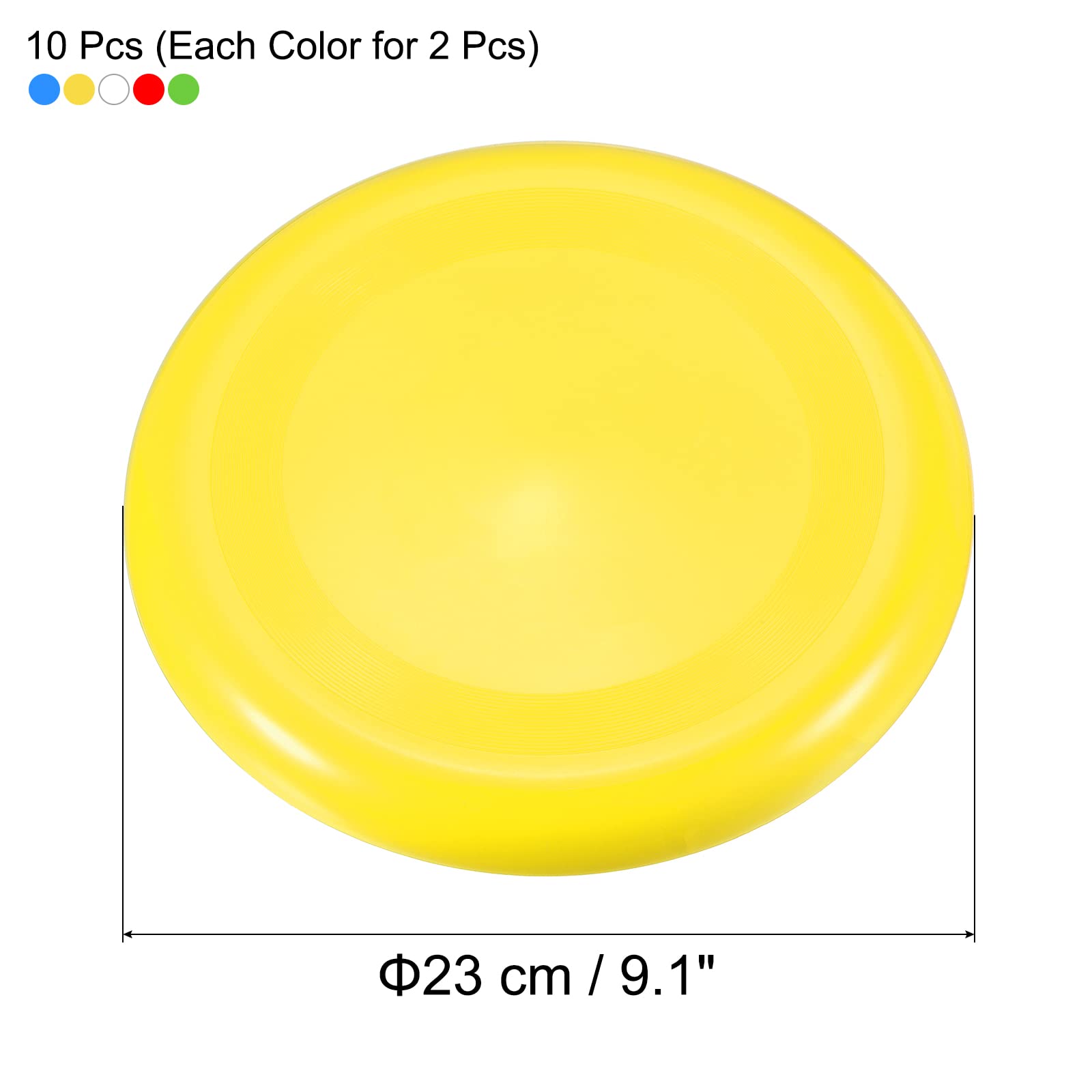 PATIKIL Lot de 10 disques volants de 22,9 cm, pour entraînement en plein air, pour plage, pelouse, parc, camping, jaune/bleu/vert/rouge/blanc