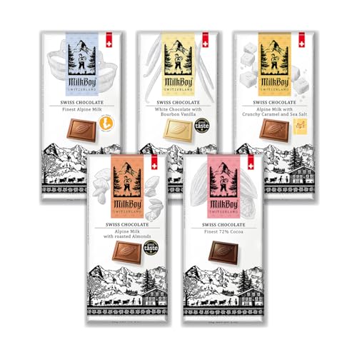 Milkboy Swiss Chocolates Gourmet Milk Chocolate Bars - Dark Chocolates - White Chocolate Bar -...