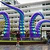 Halloween Inflatables Outdoor Decorations 4 Pcs 12FT Giant Inflatable Octopus Tentacle with Build in LEDs Blower Blow up Halloween Window Inflatable Decor for Outside Yard Garden Lawn