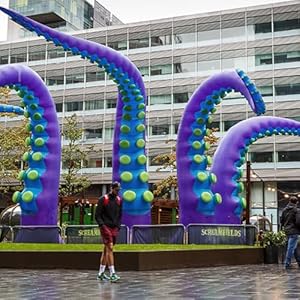 Halloween Inflatables Outdoor Decorations 4 Pcs 12FT Giant Inflatable Octopus Tentacle with Build in LEDs Blower Blow up Halloween Window Inflatable Decor for Outside Yard Garden Lawn