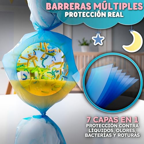 Miniatura 6 de Pack 12 Recambios Papelera Pañales Xl 6 Metros Por Unidad 72m Totales Aroma Talco Bebé Bolsa Pañales Compatible Tommee Tipee Twist Click, Simplee Sangenic, Sangenic Tec