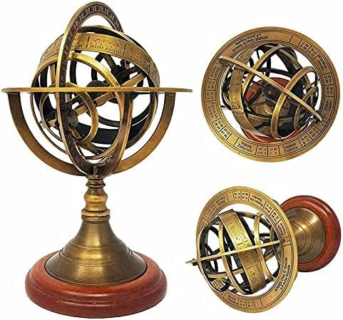 Fynjrex Astronomical Brass Engraved Brass Tabletop Armillary Nautical Sphere Globe Items #TOP4