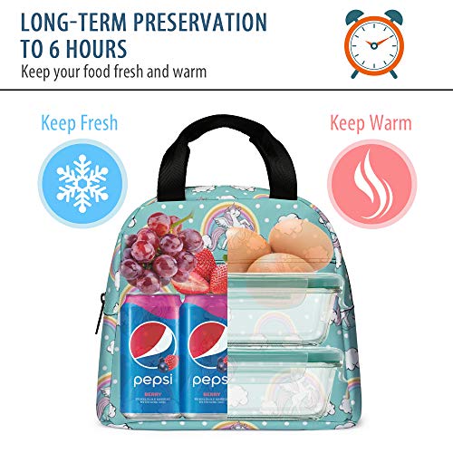 Lunch Bag For Kids, Cute Insulated Kids Lunch Box Container Reusable Cooler Lunch Tote Bag For Children Girls And Boys, School Picnic Travel Outdoors(Light Green With Unicorn) #TOP2